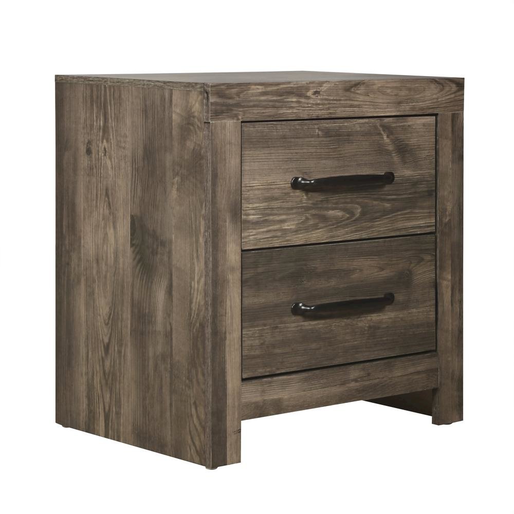 Elegant 2 Drawer Wooden Nightstand – Black Wood Nightstand for Bedroom Use
