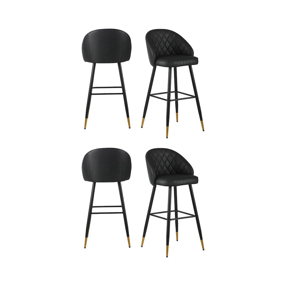 New Classic Furniture Oliver Vegan Leather Bar Chair in Black (Set of 4)
