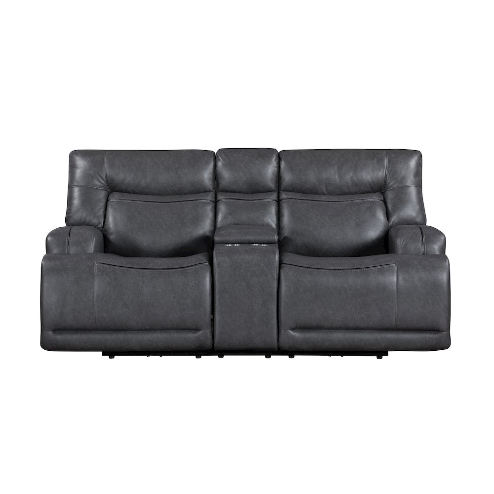 Titan 2-Piece Faux Leather Manual Living Room Set, Gray