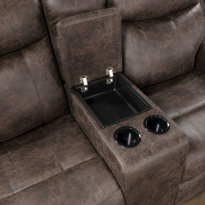 Quade 2-Piece Fabric Upholstered Manual Sofa And Loveseat Set, Mocha Brown