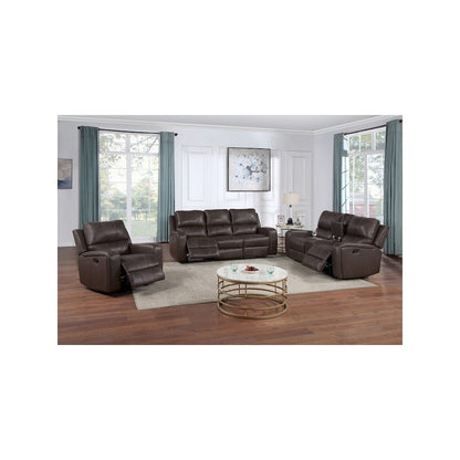 Linton 3-Piece Leather Manual Living Room Set, Brown