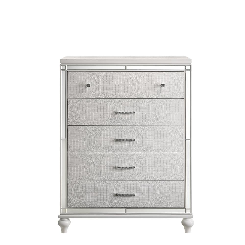 Furniture Modern Style Solid Wood Chest in White Finish