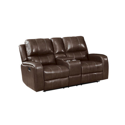 Linton 3-Piece Leather Manual Living Room Set, Brown