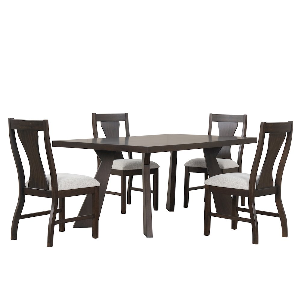 Chestnut Ridge 5-Piece Wood Dining Table Set in Brown