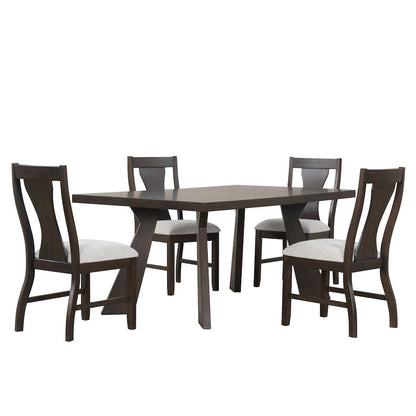 Chestnut Ridge 5-Piece Wood Dining Table Set in Brown