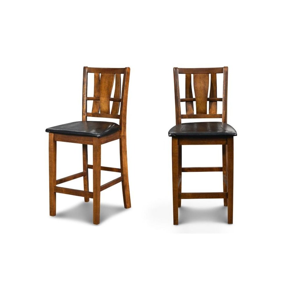 Brown Wood Counter Height 5 Piece Dining Table Set for 4 with Chairs
