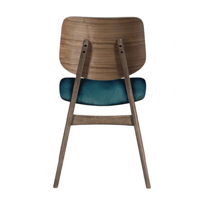 Wood Dining Chair Set of 2 Mid-Century Walnut Teal