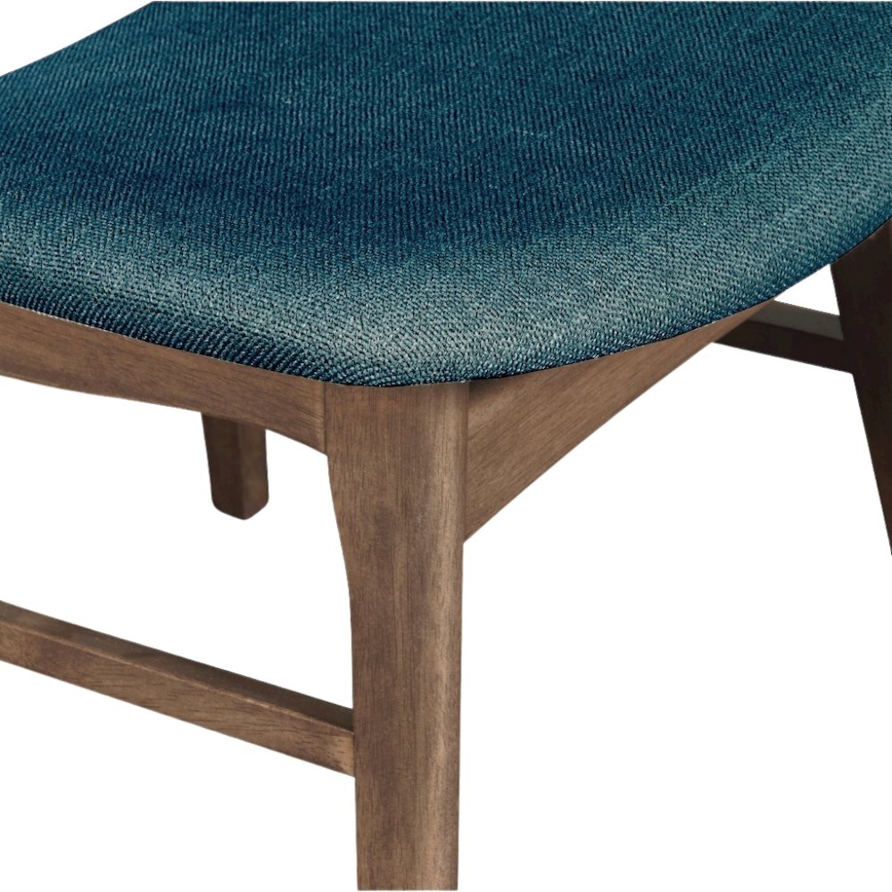 Wood Dining Chair Set of 2 Mid-Century Walnut Teal