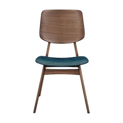 Wood Dining Chair Set of 2 Mid-Century Walnut Teal