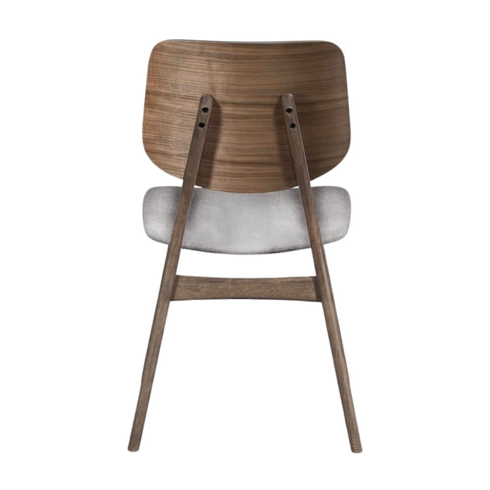 Wood Dining Chair Set of 2 Mid-Century Dark Gray