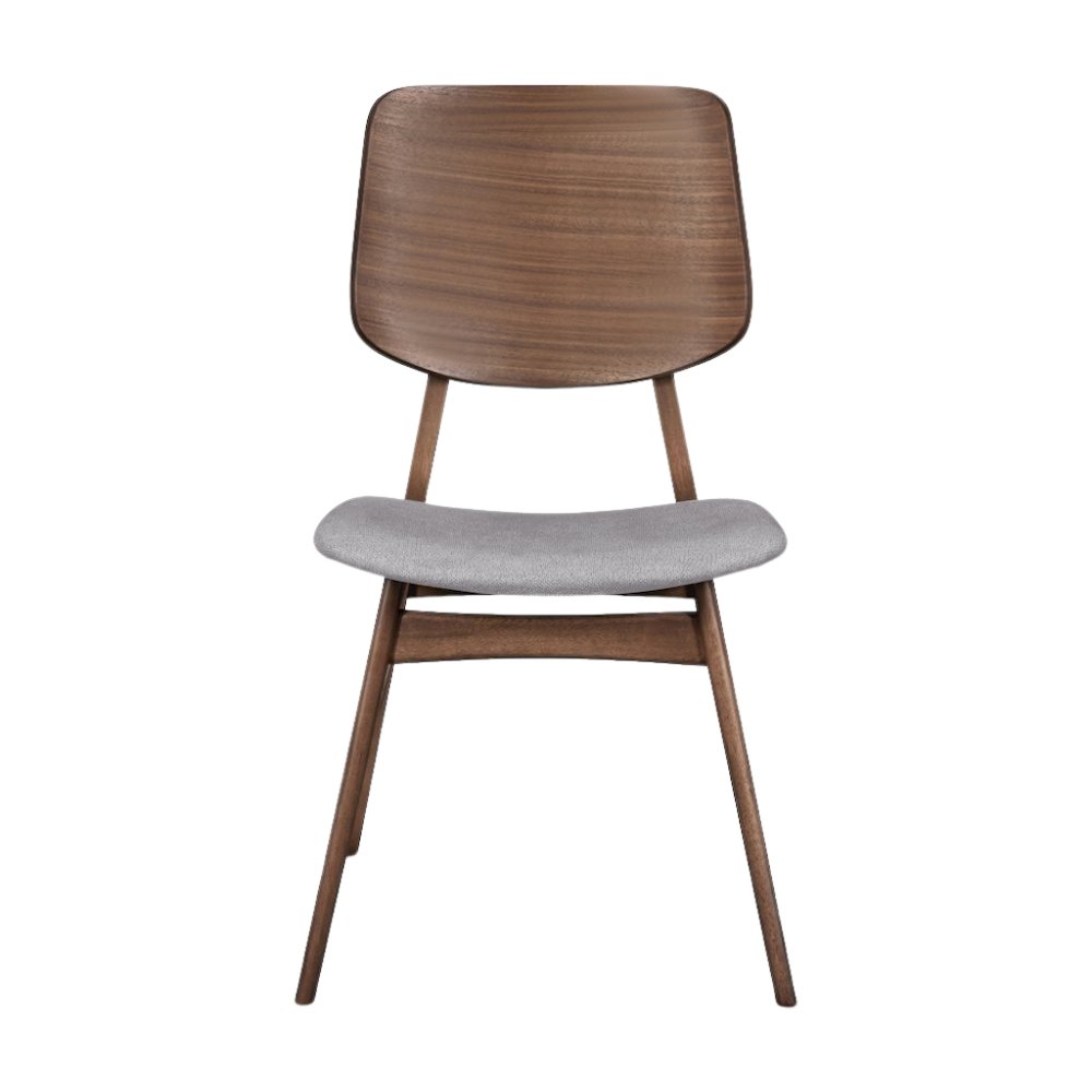Wood Dining Chair Set of 2 Mid-Century Dark Gray