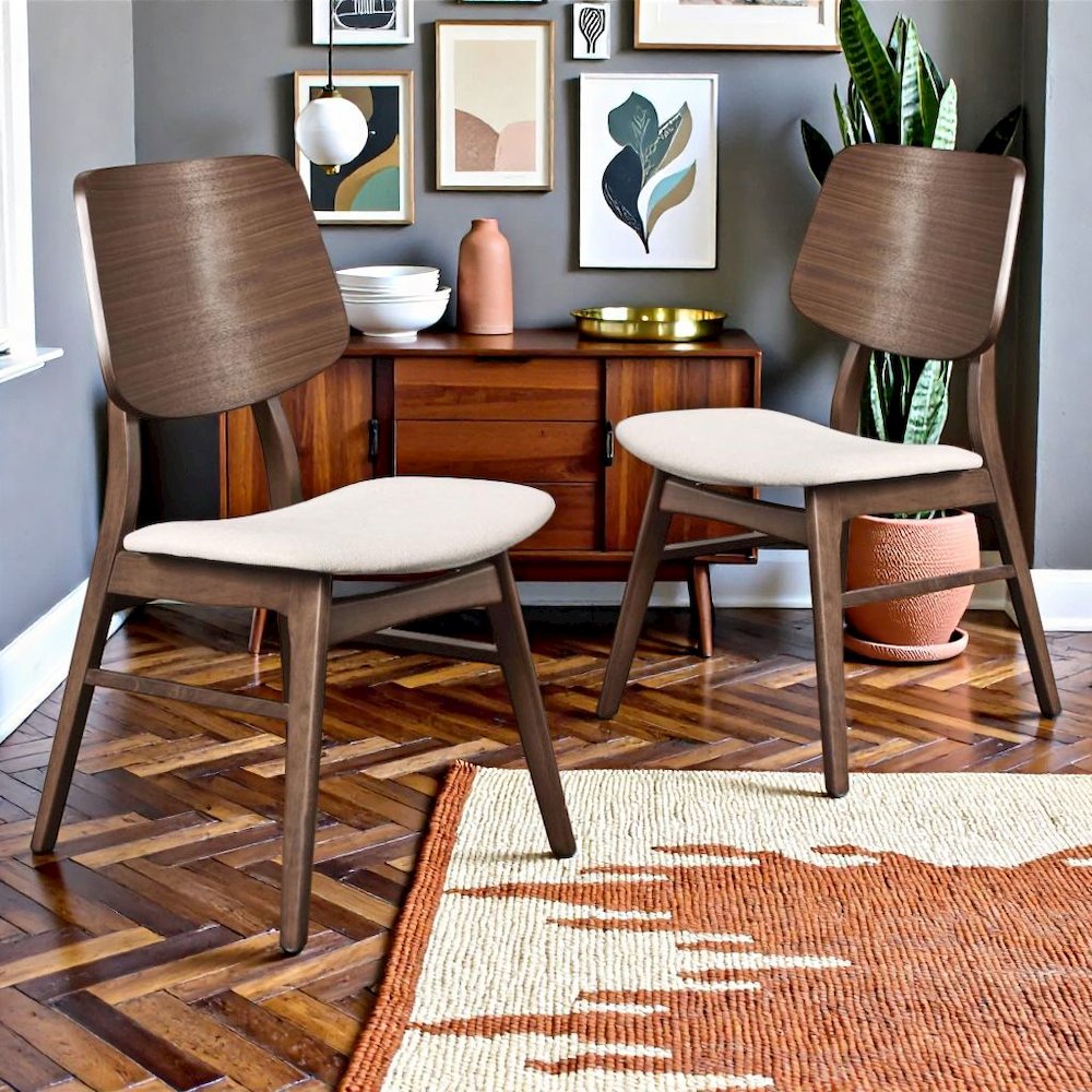 Walnut Solid Wood Dining Chairs Set of 2 – Classic Chairs for Dining
