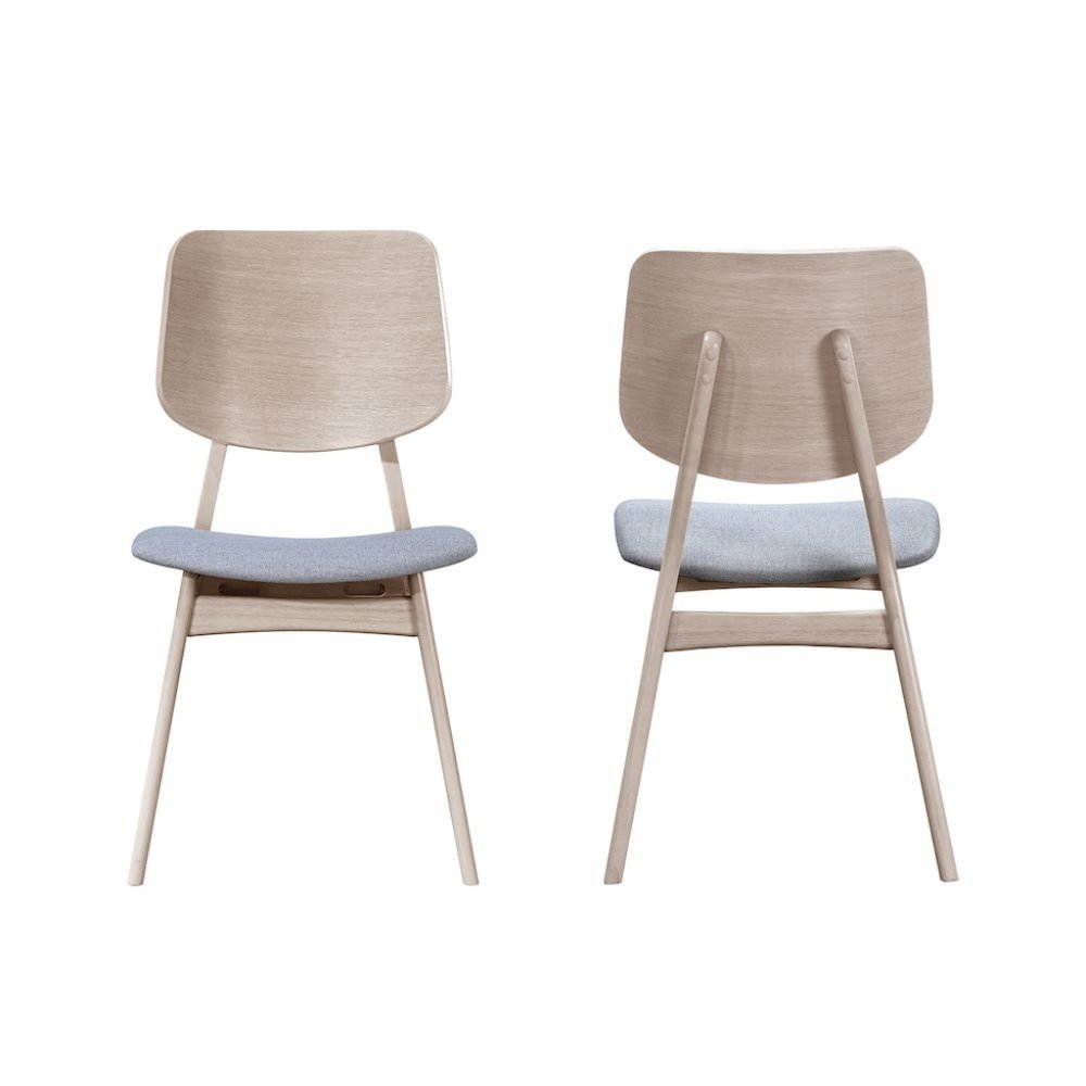 Wood Back Dining Chair Set of 2 Mid-Century White Ash