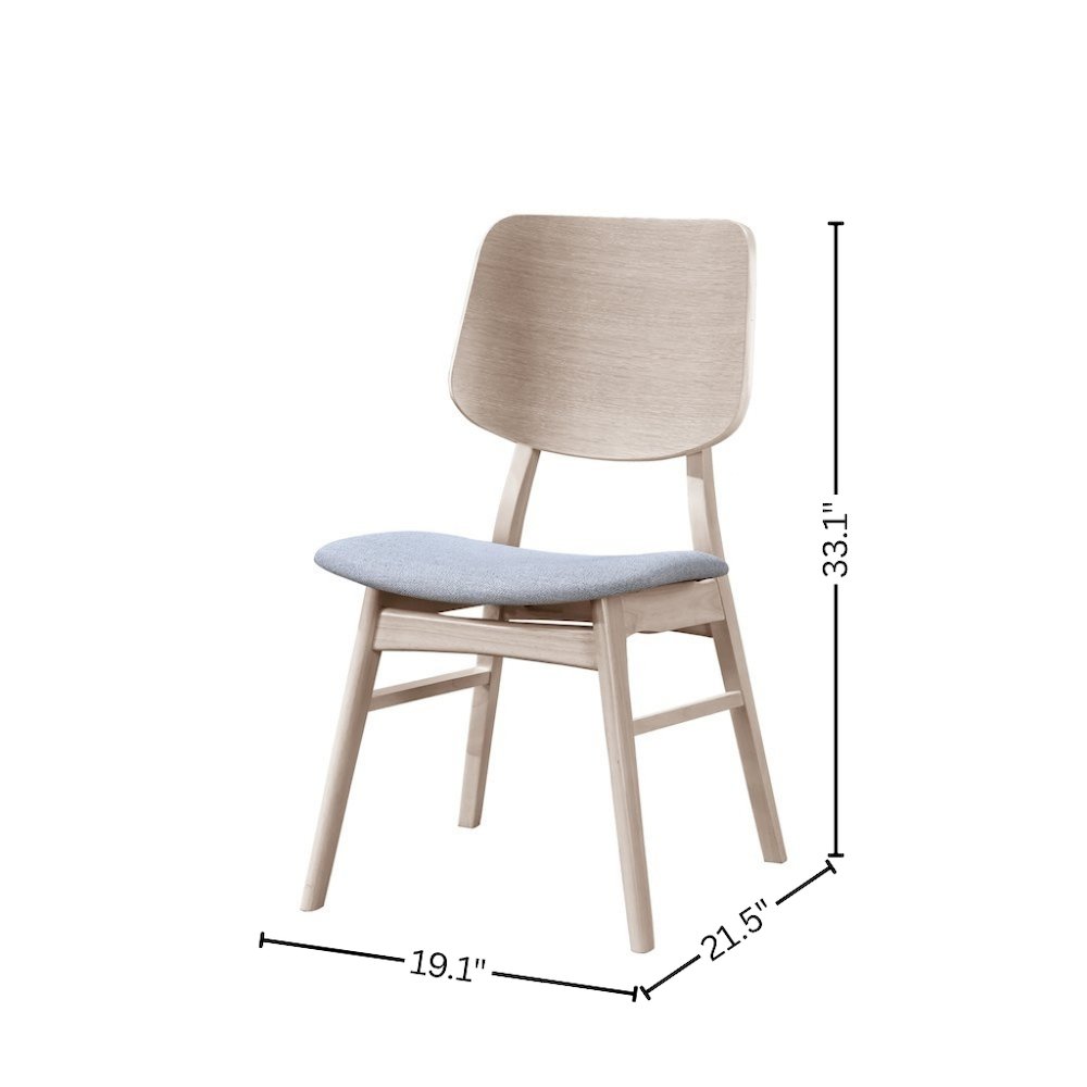 Wood Back Dining Chair Set of 2 Mid-Century White Ash
