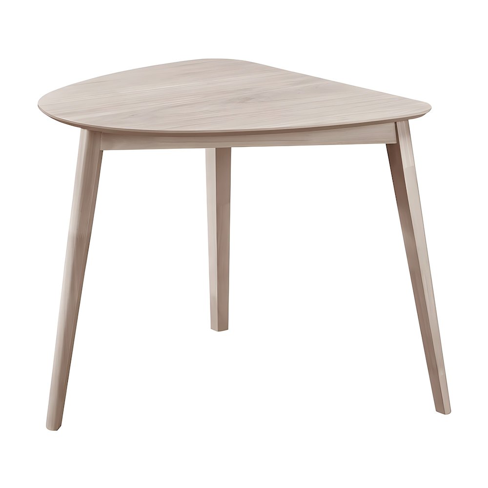 Solid Wood Corner Table with Ash Veneer Top, Small Side Table, White
