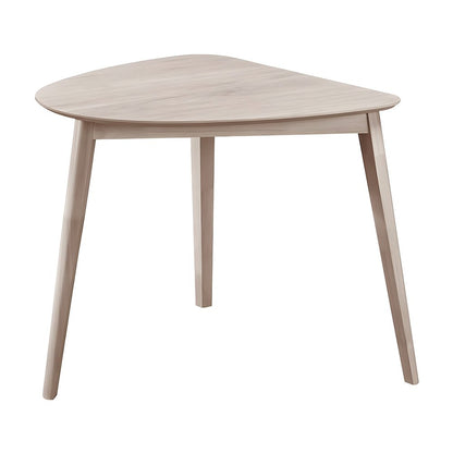 Solid Wood Corner Table with Ash Veneer Top, Small Side Table, White