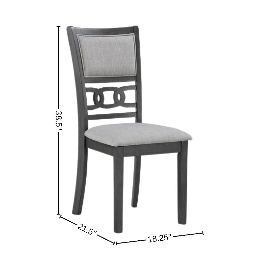Wood Dining Chair Set of 2, Contemporary Gray Finish, Upholstered