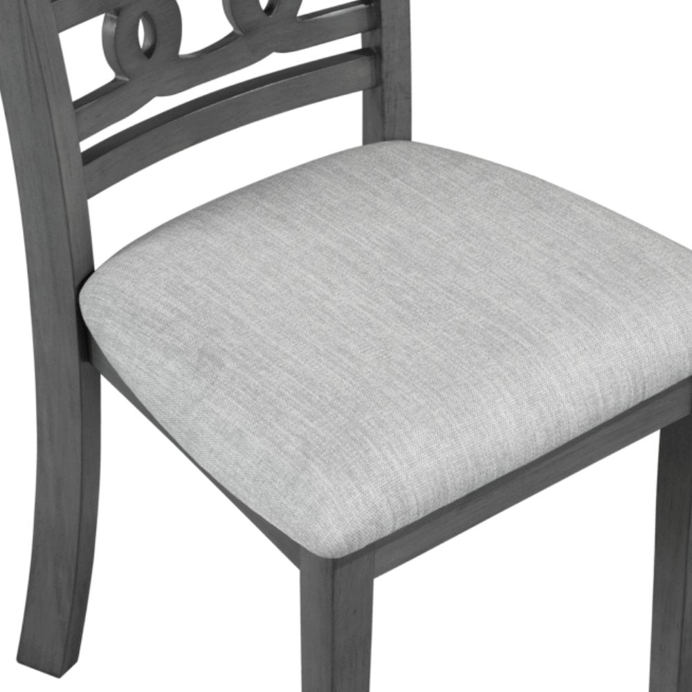 Wood Dining Chair Set of 2, Contemporary Gray Finish, Upholstered