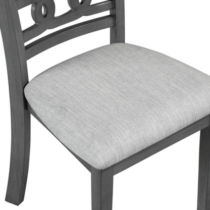Wood Dining Chair Set of 2, Contemporary Gray Finish, Upholstered