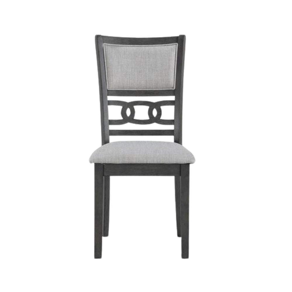 Wood Dining Chair Set of 2, Contemporary Gray Finish, Upholstered