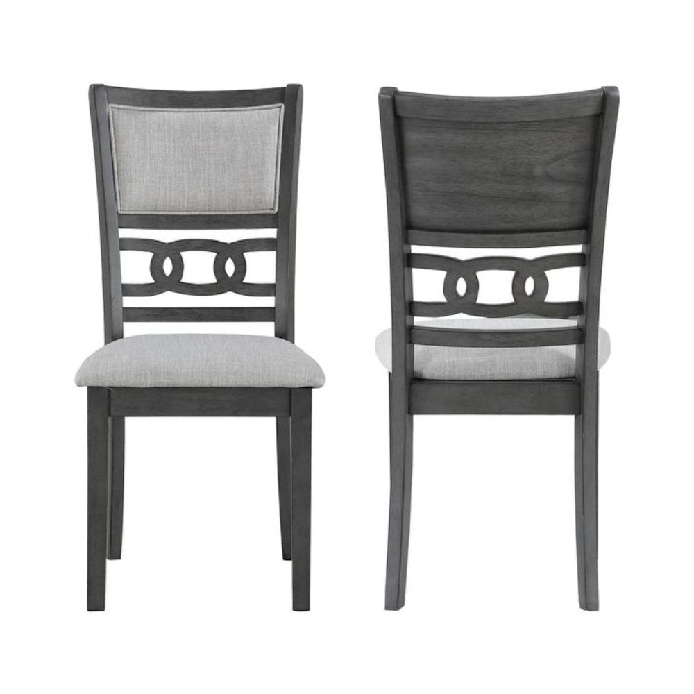 Wood Dining Chair Set of 2, Contemporary Gray Finish, Upholstered