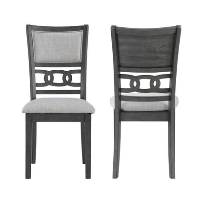 Wood Dining Chair Set of 2, Contemporary Gray Finish, Upholstered