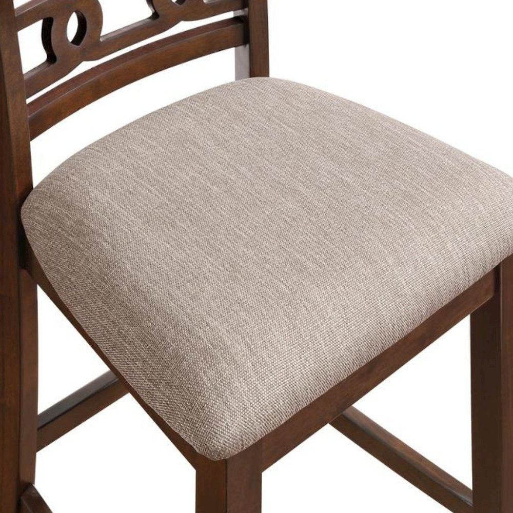 Solid Wood Counter Chairs Set of 2 Cherry Brown