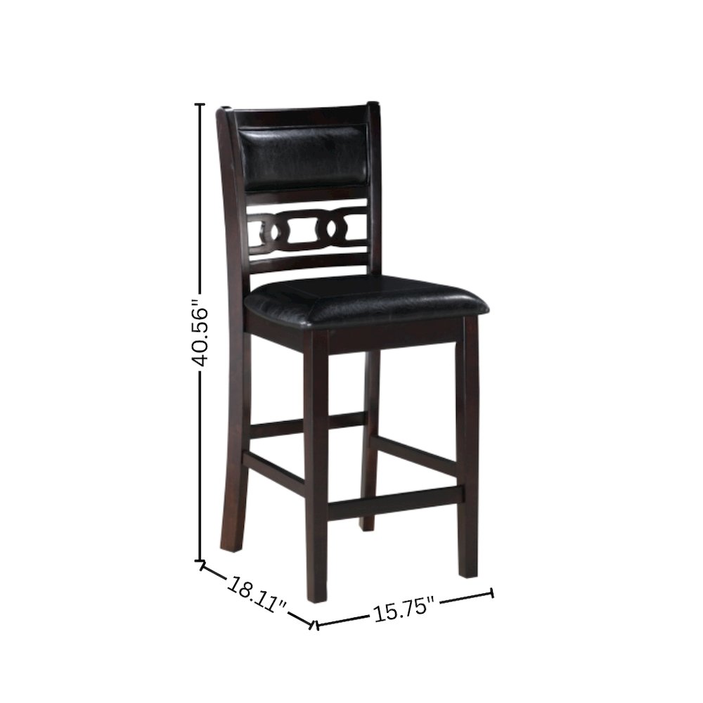 Solid Wood Counter Chairs Set of 2 Ebony Black