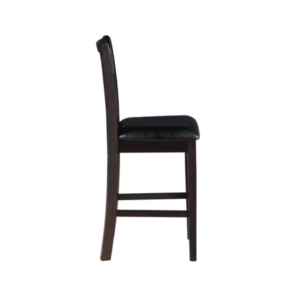 Solid Wood Counter Chairs Set of 2 Ebony Black