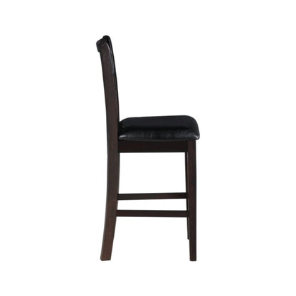 Solid Wood Counter Chairs Set of 2 Ebony Black