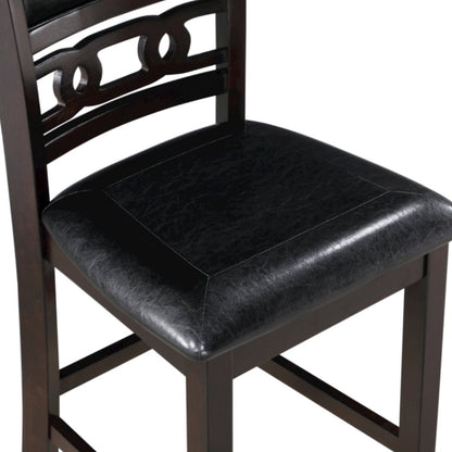 Solid Wood Counter Chairs Set of 2 Ebony Black