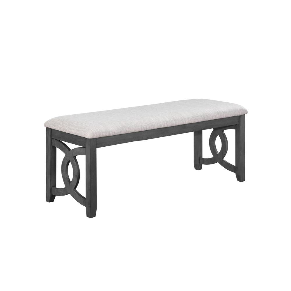 Gray Upholstered End of Bed Bench – Solid Wood Bedroom or Dining Bench