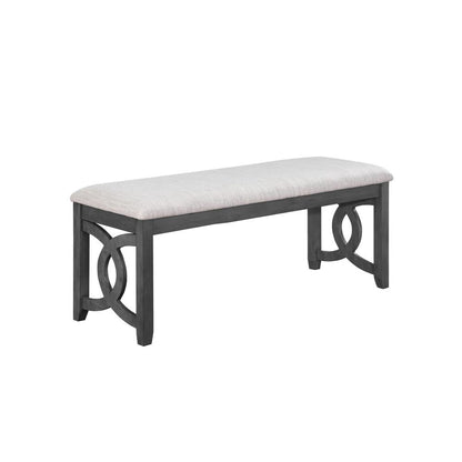 Gray Upholstered End of Bed Bench – Solid Wood Bedroom or Dining Bench