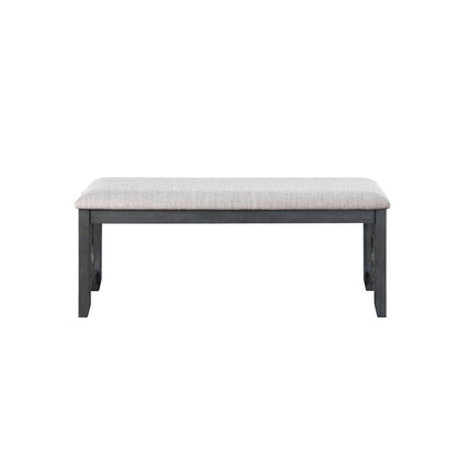 Gray Upholstered End of Bed Bench – Solid Wood Bedroom or Dining Bench