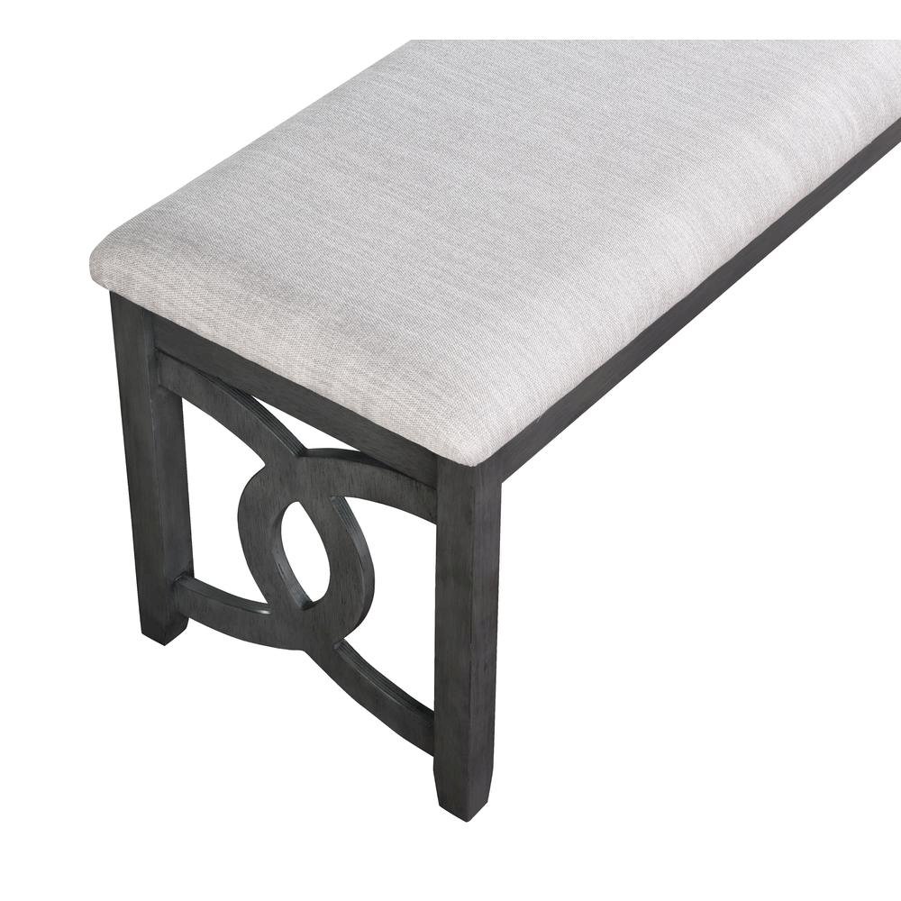 Gray Upholstered End of Bed Bench – Solid Wood Bedroom or Dining Bench