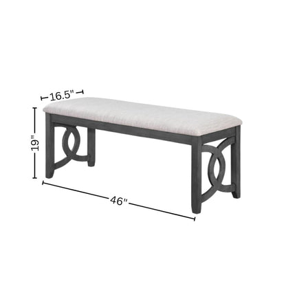Gray Upholstered End of Bed Bench – Solid Wood Bedroom or Dining Bench