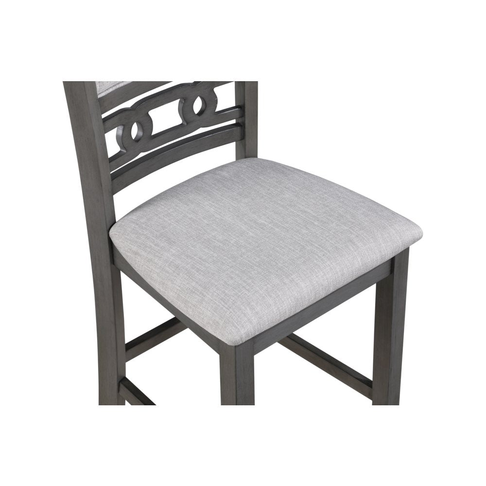Gray Small Dining Table for 2 – Compact Solid Wood Table and Chairs Set