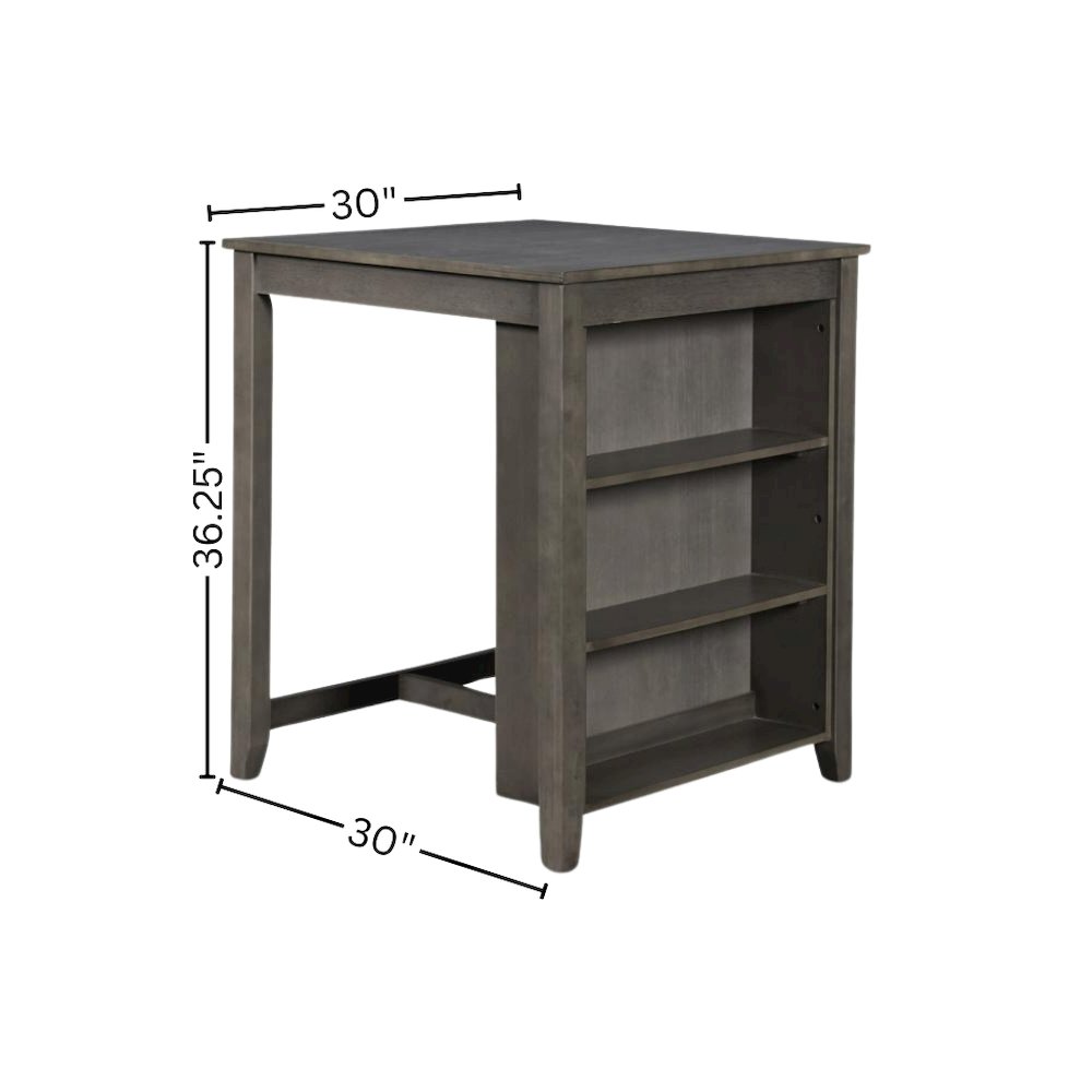 Gray Small Dining Table for 2 – Compact Solid Wood Table and Chairs Set
