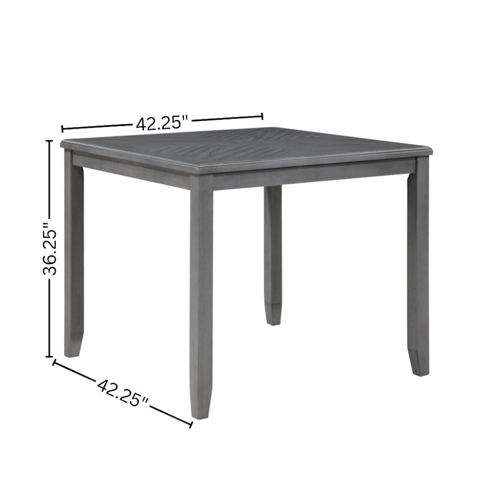 Gray Wood 5-Piece Counter Height Dining Table Set with Chairs for 4