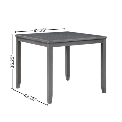 Gray Wood 5-Piece Counter Height Dining Table Set with Chairs for 4