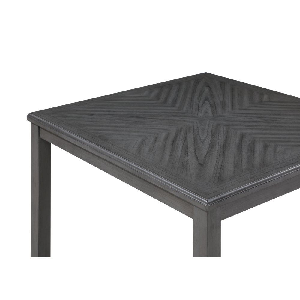 Gray Wood 5-Piece Counter Height Dining Table Set with Chairs for 4