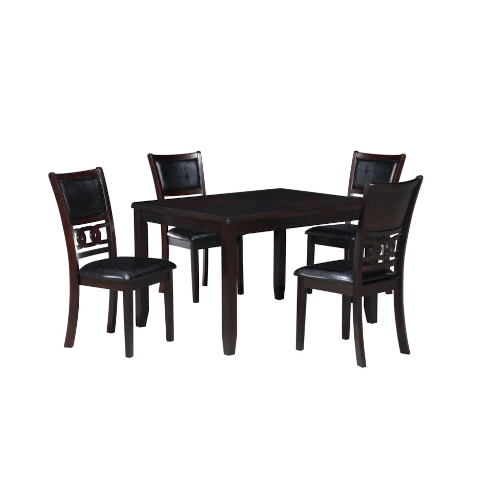 5-Piece Rectangular Dining Set 48" Table 4 Chairs Ebony Brown