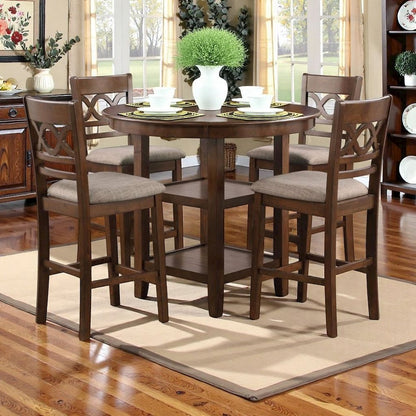 Brown Solid Wood Dining Table Set for 4 – Round Kitchen Table Design