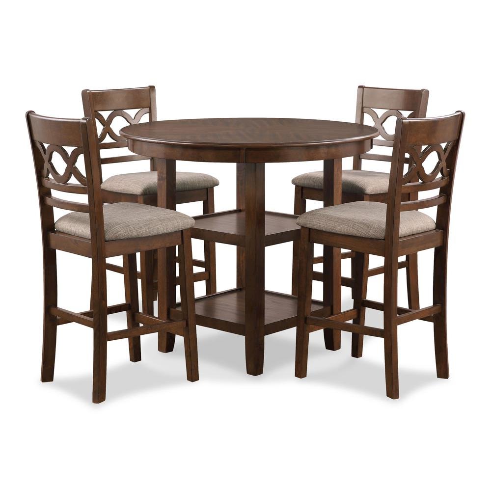 Brown Solid Wood Dining Table Set for 4 – Round Kitchen Table Design