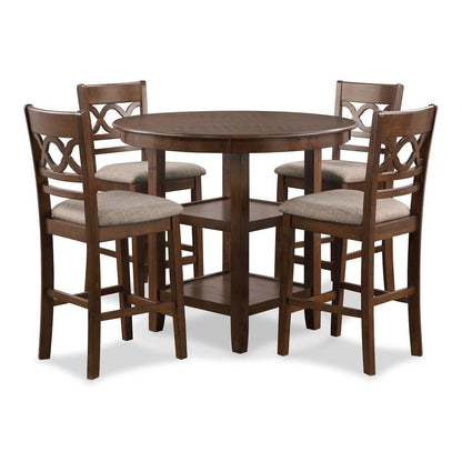 Brown Solid Wood Dining Table Set for 4 – Round Kitchen Table Design