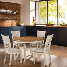 5-Piece Solid Wood Dining Set in Brown and White for Modern Dining Rooms