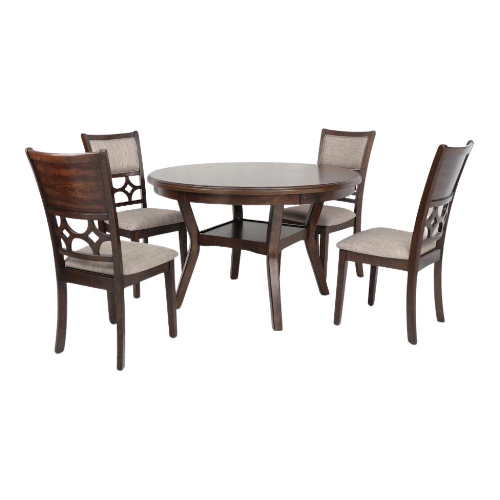 Cherry Round Dining Table Set for 4 – Kitchen Table and Chairs Set