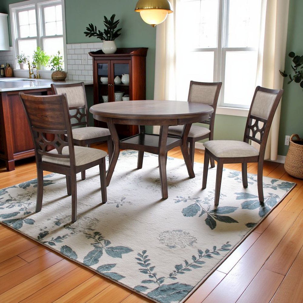 Cherry Round Dining Table Set for 4 – Kitchen Table and Chairs Set