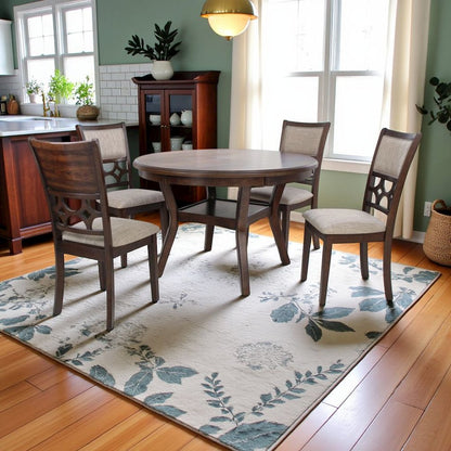 Cherry Round Dining Table Set for 4 – Kitchen Table and Chairs Set
