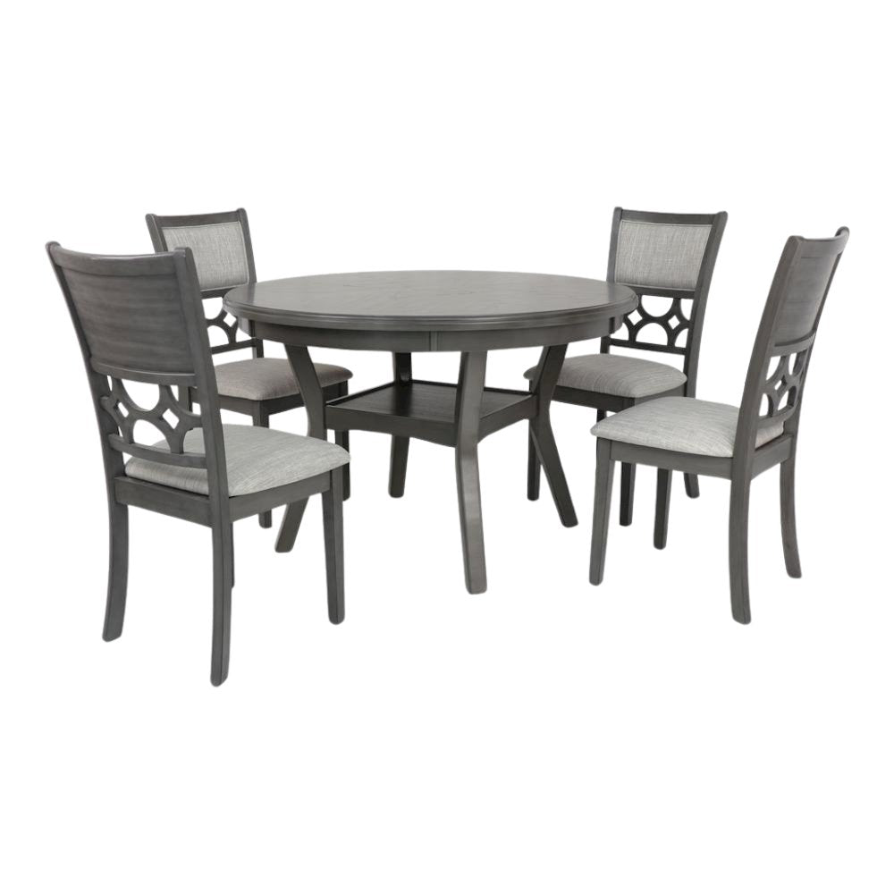 Gray Round Dining Table Set for 4 – Kitchen Table and Chairs Set